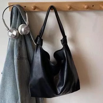 Premium sense tote bag, college student commuting, premium sense big bag, women s new large-capacity mother and child shoulder bag чёрный