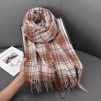 Premium Sense универсальный клетчатый шарф женский мягкий теплый утолщенный платок осенне-зимний дорожный холодный шарф 65-180CM хаки