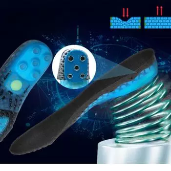 Premium Silicone Gel Insoles With Spring Shock Absorption Cushioning Sports Insole Orthopedic Insert Plantar Fasciitis Feet Care EU 35-40 чёрный