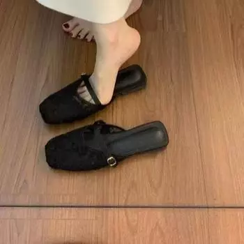 Premium skirt temperament bag head sandals female summer gentle and comfortable versatile fairy Mary Jane half slippers 35