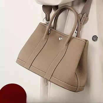 Премиум Слой Коровьей Кожи Женская Садовая Сумка Commuter Большая Вместимость Женская Сумка Тоут из Натуральной Кожи коричневый/золотой