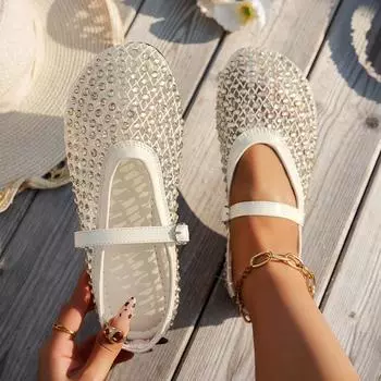 Премиум-смысл, стразы, Мэри Джейн, сумка, головка, полутапочки, женские, 2025, новая летняя одежда, полуподнос, одинарные туфли, французские сандалии 35 чёрный