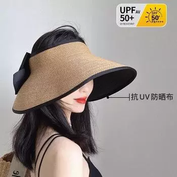 Премиум-стиль для отпуска, соломенная шляпа с большими полями, защита от солнца, женская складная шляпа от солнца, пляжная, защита от ультрафиолета, пустой цилиндр M56-58cm
