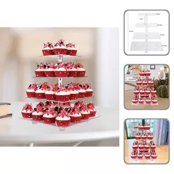 Премиум-стойка для тарелок для торта, износостойкая 4-уровневая подставка для выставки товаров чистый