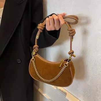 Премиум-сумка в стиле нишевой матовой ретро-сумки для женщин, осень-зима 2024, новая модная сумка-мессенджер через плечо, сумка-пельмень с цепочкой 20*9*14