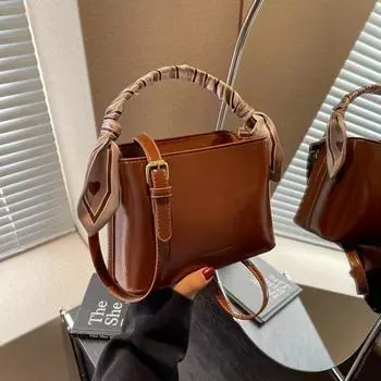 Премиум темперамент портативная маленькая сумка женская мода простая сумка через плечо иностранный стиль сумка-мессенджер сумка-ведро коричневый