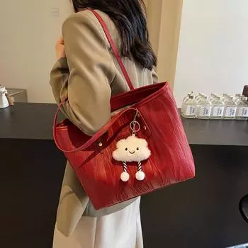 Премиум текстура большой емкости женская сумка 2024 новая модная сумка для поездок на работу популярная сумка через плечо бежевый