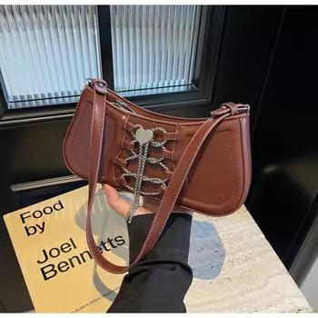 Premium texture bag women s large capacity 2024 new retro niche shoulder messenger bag commuter dumpling bag чёрный