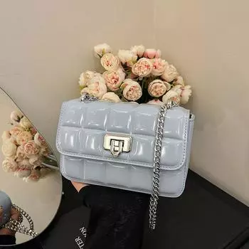 Premium texture small bag women s new summer versatile chain messenger bag fashionable small square bag синий