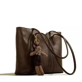 Premium textured bag autumn retro large-capacity shoulder bag 2024 new trendy soft leather versatile commuter tote bag