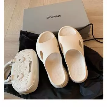 Premium thick-soled height-increasing 7cm slippers women s summer outer wear ultra-light hollow open-toed cool slippers 35