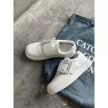 Premium thick-soled white shoes women s versatile niche original trendy sports and leisure board shoes 35 белый