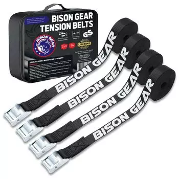 Premium Tie Down Straps - (Car Roof Rack Straps for Surfboard Kayak or Lashing) - Rust Proof Heavy Duty Cam Buckles - 4 Pack - 5m x 25mm