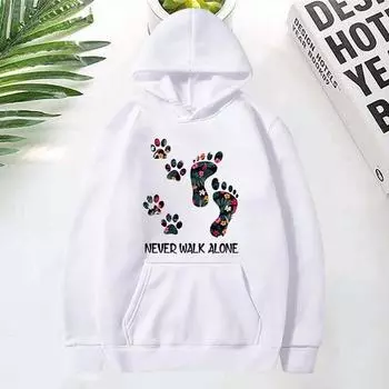 (Премиум толстовка с капюшоном)Новые толстовки с капюшоном Cartoon cat Never Walk Alone для женщин и мужчин, забавные толстовки Harajuku унисекс S
