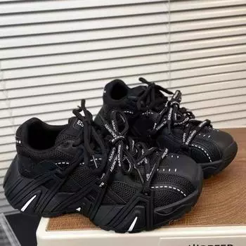 Премиум-туфли sense nickel dad, женская обувь сезона 2024 года, толстая подошва, усиливающая шнуровку, повседневная спортивная обувь для женщин 35 чёрный