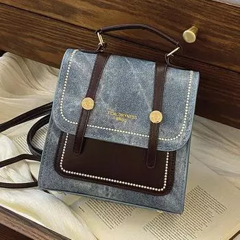 Premium women s embroidered thread backpack 2024 new college version foreign style commuter casual portable shoulder bag белый