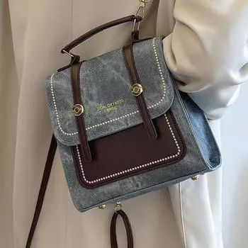 Премиум женский рюкзак с вышивкой нитками в студенческом стиле для поездок на работу, повседневная портативная сумка через плечо белый