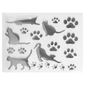 prendre 3D 3D Sticker Cat Paw Car Sticker Accessory Cat Car Suitcase Hiding Scratches Cute Cat Sticker 3D Sticker (Silver) PR-3DCAT-SV