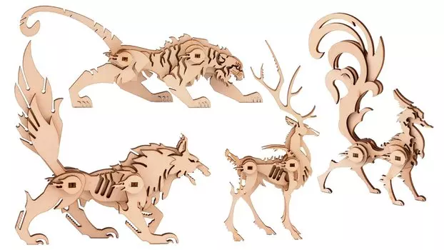prendre Деревянная головоломка 3D Puzzle Craft 3D Деревянная головоломка Животное Крутая Интерьерная развивающая игрушка для взрослых Легкое животное