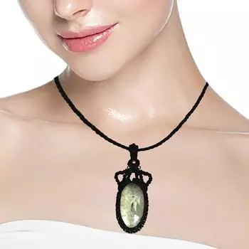 Пренит кабошон драгоценный камень Holloween Gifted Jewelry Macrame Ожерелье 20-32 дюйма