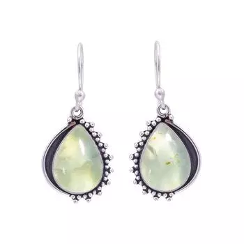 Пренит - Серьги из стерлингового серебра 925 пробы в Южной Африке V9875, зеленые серьги, серьги в форме груши, подарок на День святого Валентина, подарок для нее, подарок на день рождения, еврей ручной работы