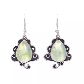 Пренит - Серьги из стерлингового серебра 925 пробы в Южной Африке V9835, зеленые серьги, серьги в форме груши, подарок на День святого Валентина, подарок для нее, подарок на день рождения, еврей ручной работы