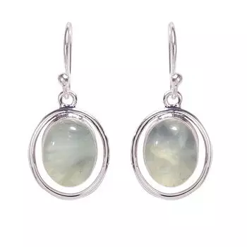 Пренит - Серьги из стерлингового серебра 925 пробы в Южной Африке V693, зеленые серьги, овальные серьги, подарок на День святого Валентина, подарок для нее, подарок на день рождения, ювелирное изделие ручной работы