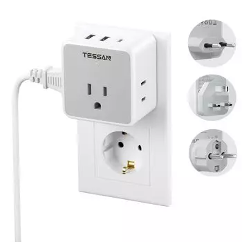Преобразование за рубежом Тип TESSAN Power Conversion Plug для за рубежом Multi Conversion Power Conversion AC 3 AC 2 и 1 для таких стран, как Plug,