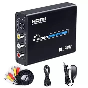 Преобразователь BLUPOW Terminal to HDMI, совместимый с 1080P Composite 3RCA to HDMI Преобразователь видео Аналогово-цифровой преобразователь HDMI