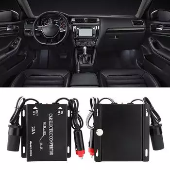 Преобразователь мощности 20A Автомобильный блок питания преобразователь понижающий трансформатор 24V в 12V Тип прикуривателя понижающий трансформатор чёрный