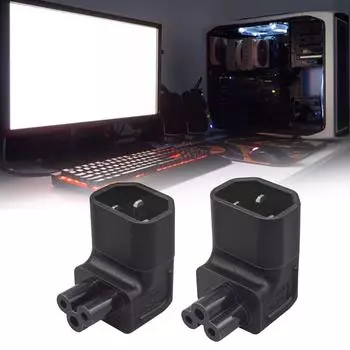 Преобразователь мощности IEC320 C5, штекер IEC C14 в гнездо C5, угловой разъем вверх/вниз, 10 А, 250 В, преобразователь розетки DOWN