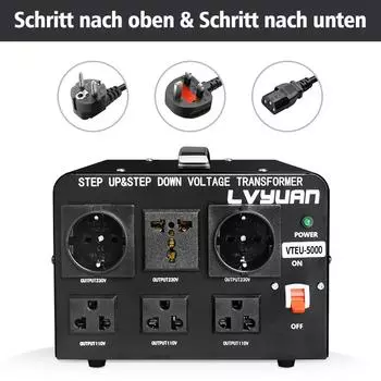 Преобразователь напряжения 500 Вт, 800 Вт, 3000 Вт, 5000 Вт, понижающий трансформатор с 220/240 В до 110/120 В/США/ЕС/Великобритания, шнур питания, адаптер для международных путешествий