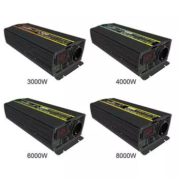Преобразователь постоянного тока 12 В в переменный ток 220 В, чистый синусоидальный автомобильный трансформатор напряжения, вилка ЕС 3000w