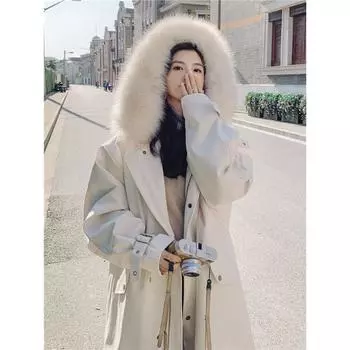 Преодоление утолщенных средних и длинных новых хлопковых халатов, популярных хлопковых халатов Pike для женщин зимой, модная толстая хлопковая куртка S темно-коричневого