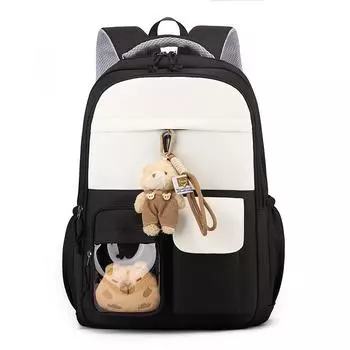 Preppy Backpack Junior High School Student Lightweight Schoolbag Women s Large Capacity Backpack чёрный