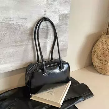 Preppy shoulder bag women s high-capacity commuter women s bag premium texture handbag boston pillow bag чёрный