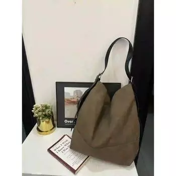 Preppy Style Canvas Bag Female 2025 Summer New Arrival Tide South Korea Casual Tote Bag Large Capacity Crossbody Computer Bag Brown