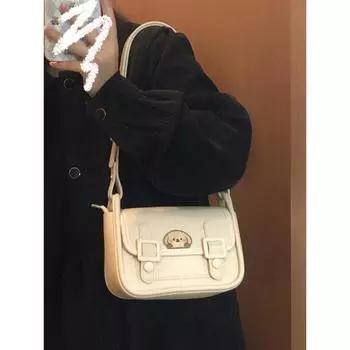 Белая квадратная сумка в стиле преппи для женщин Harajuku Heart Leather Messenger Bag Кошелек для женщин Vintage Casual Crossbody Bags