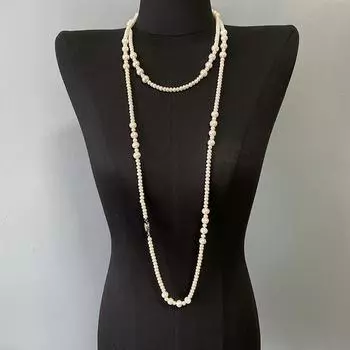Пресноводная жемчужина длиной 1,6 метра плюс длинная цепочка для свитера с пряжкой, бусины разных размеров могут быть однослойными или многослойными цепочками приливов.