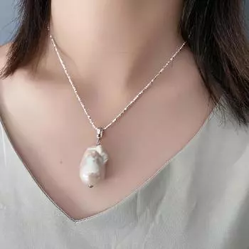 Пресноводный жемчуг в стиле барокко, серебро, универсальная пряжка, съемная подвеска, ожерелье, благородная цепочка на ключицы 40cm