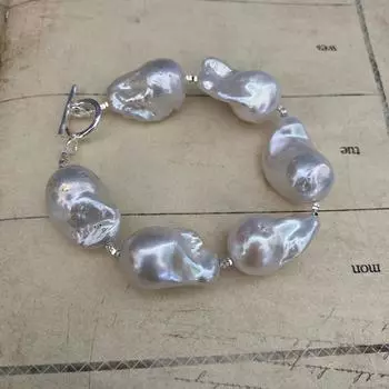 Пресноводный жемчуг в стиле барокко, сломанное серебро 925 пробы, застежка OT, французский ретро-вокал, рука Виктора, температура 14cm