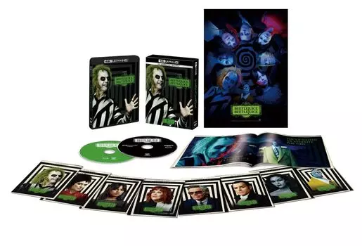 Пресс Beetlejuice Beetlejuice ULTRA HD Бонусный брелок 2 мини-постера ULTRA HD (Первое издание) (4K и Blu-ray набор) (Набор из 2 дисков/Роскошный в комплекте)