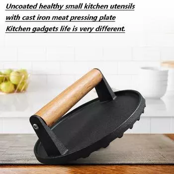 Пресс для бургеров Smash - прочный пресс для гамбургеров с термостойкой ручкой - чугунный пресс для гриля, пресс для бекона чёрный