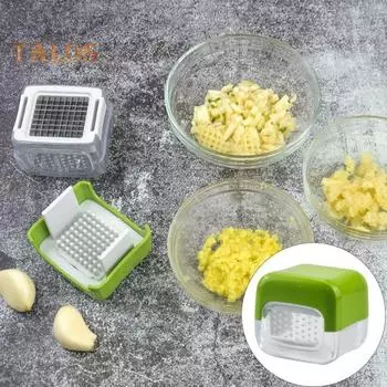 Пресс для чеснока Инструмент для измельчения кубиков Лезвия из нержавеющей стали без BPA Нарезают ломтики чеснока Имбирь Легко чистится Магазин Прочный кухонный гаджет жёлтый/зелёный