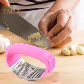 Пресс для чеснока из нержавеющей стали, измельчитель для чеснока, удобная ручка, измельчитель для чеснока, эффективные кухонные инструменты для приготовления пищи розовый