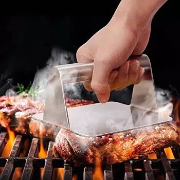 Пресс для гамбургеров из нержавеющей стали 304, Пресс для гамбургеров, квадратный пресс 5,5 дюйма, бургер, гриль, плоский гриль, зеленый, цельная форма, легко чистится 14x14x7cm