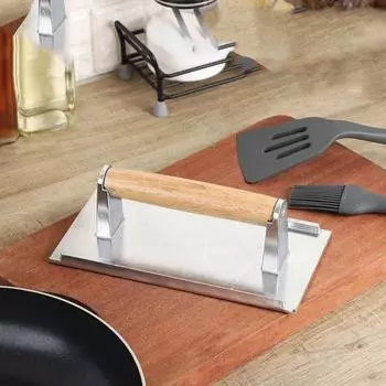 Пресс для гриля из нержавеющей стали Инструменты для гриля Прямоугольный пресс для бекона Стейк-гриль Груз для бургеров Пресс для сэндвичей с котлетами