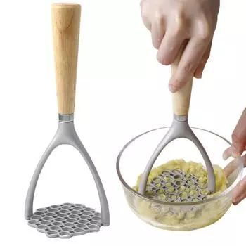 Пресс для картофеля из нержавеющей стали с деревянной ручкой, легкий нержавеющий кухонный инструмент для пюре из овощей, фруктов, фасоли