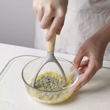 Пресс для картофеля из нержавеющей стали с деревянной ручкой, легкий нержавеющий кухонный инструмент для пюре из овощей, фруктов, фасоли