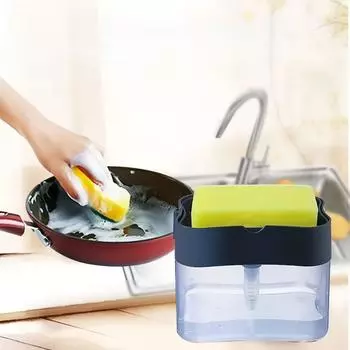 Пресс для моющего средства для кухни, автоматический пресс для наполнения жидкостью, автоматическая коробка для дозирования жидкости, губка для мытья посуды, щетка для мытья посуды cross-border exclusive supply серый